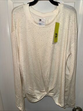 all in motion Cream Knot Front Long Sleeve Top